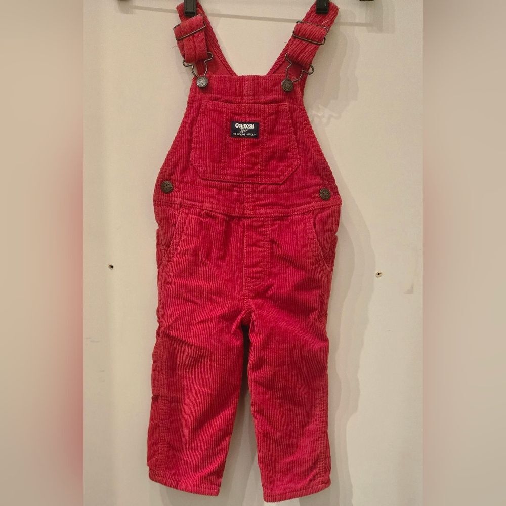 Vintage OshKosh B'gosh Red Corduroy Overalls for Kids